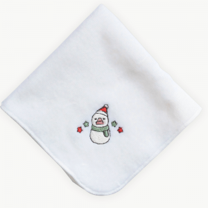 雪だるま文鳥（クリスマス限定カラー）刺繍ミニタオル