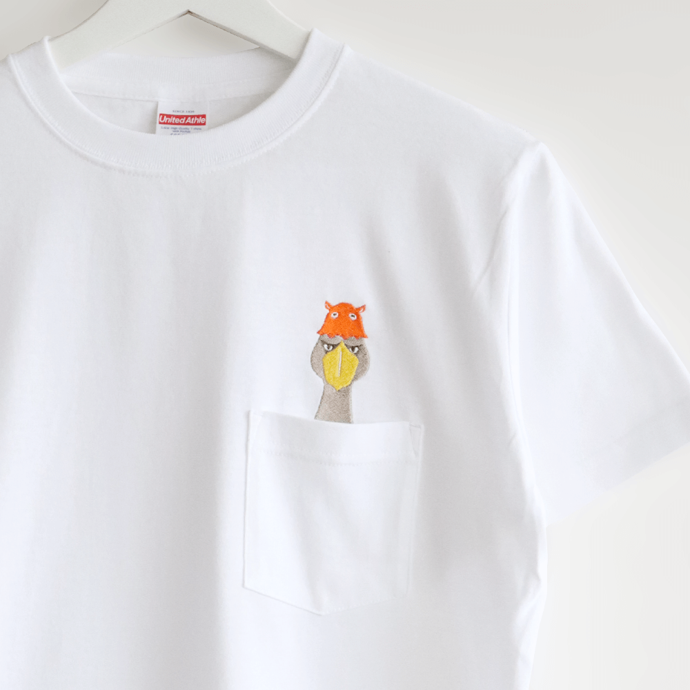 刺繍Tシャツ（BIRDAQUARIUM / ハシビロコウ×メンダコ）