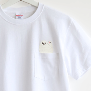 刺繍Tシャツ（BIRDAQUARIUM / 白文鳥×アザラシ）