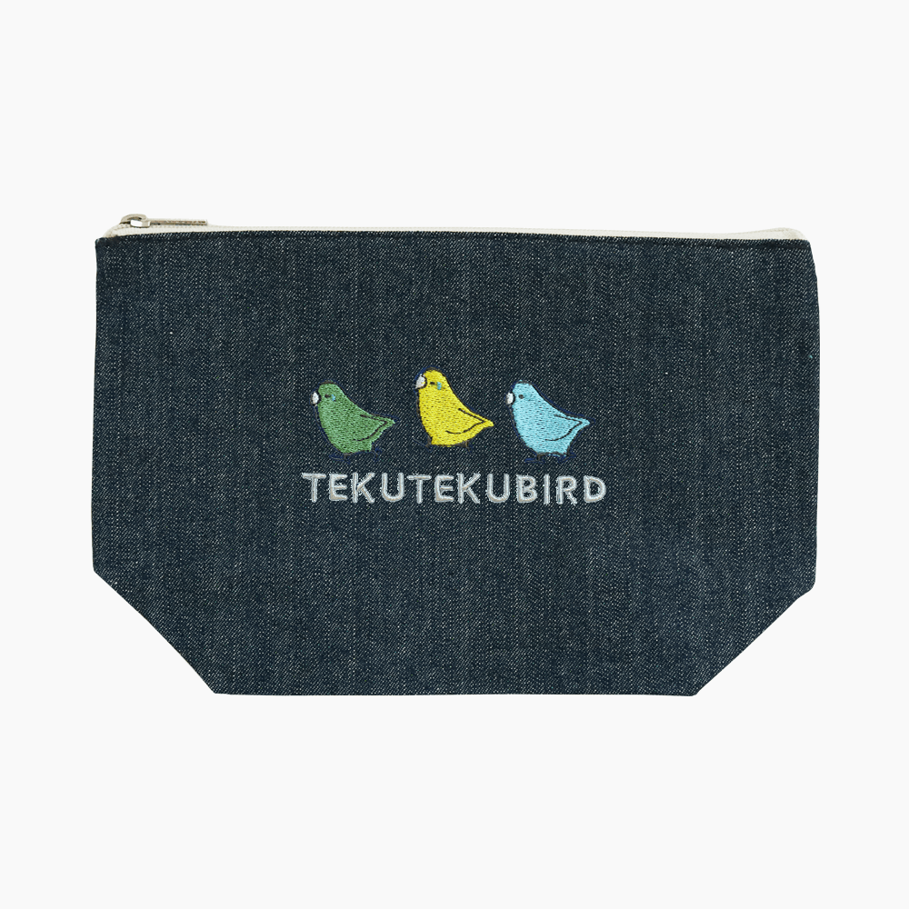 刺繍ポーチ（TEKU TEKU BIRD / マメルリハ / デニム）
