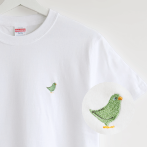 刺繍Tシャツ（BIRD!BIRD!BIRD! / マメルリハ / グリーン）