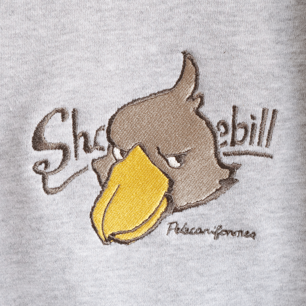 ハシビロコウのデザイン刺繍 shoebill