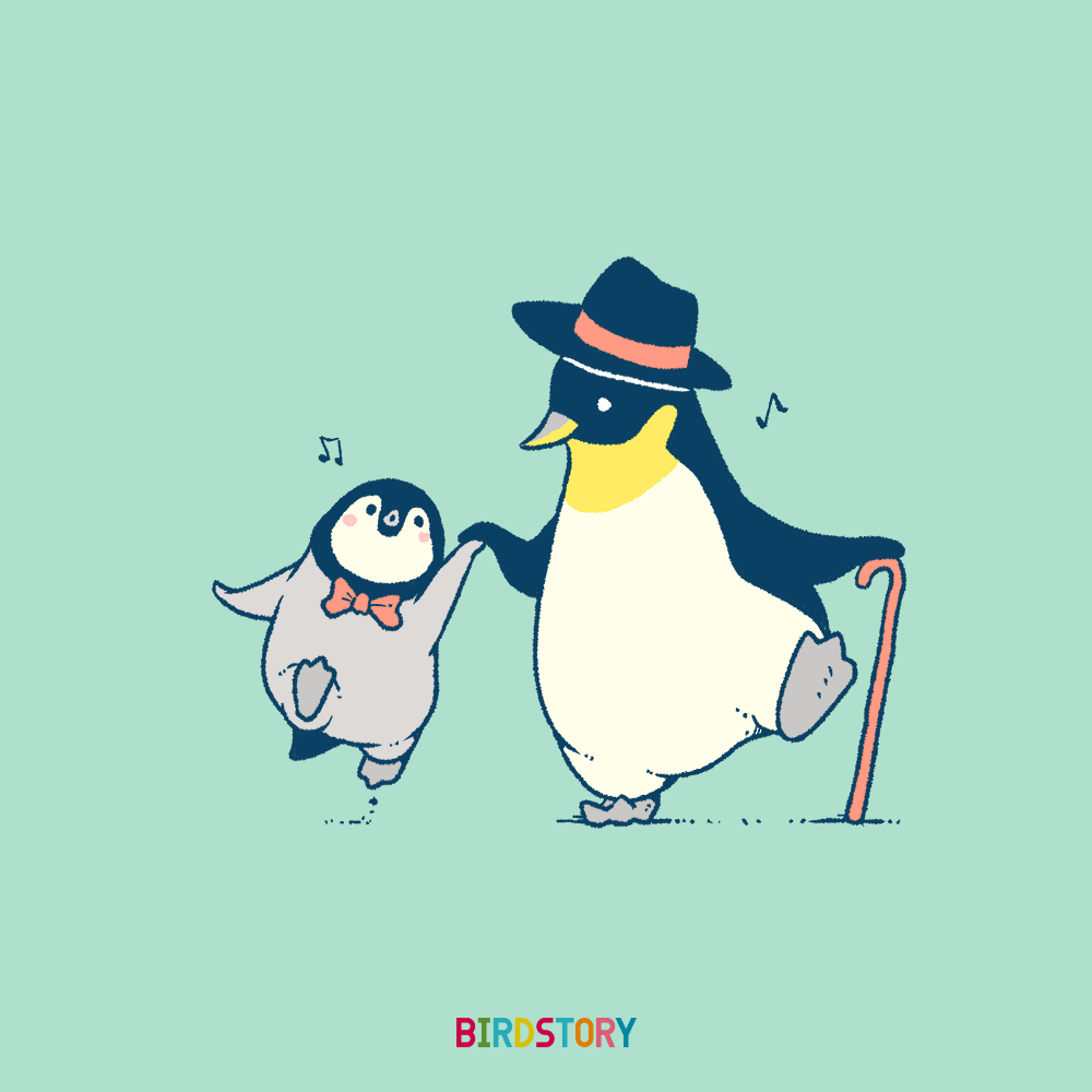世界こどもの日コウテイペンギン親子のイラスト