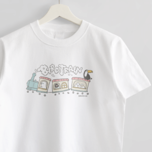 シマエナガやオニオオハシの電車機関車イラストTシャツ