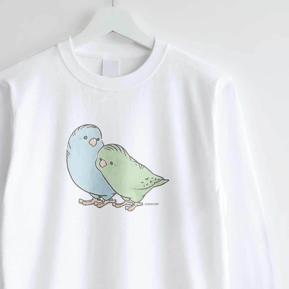 サザナミインコなかよし モフモフイラスト ロングTシャツ長袖