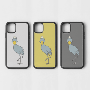 ハシビロコウと白文鳥のイラスト iPhone スマホケース
