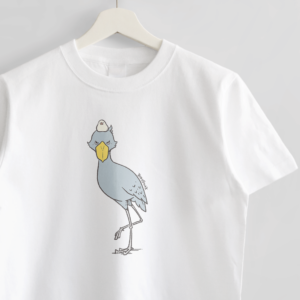 ハシビロコウと白文鳥 イラストTシャツ