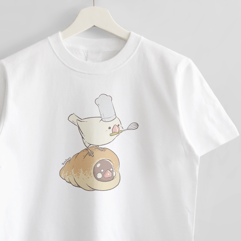チョココロネと文鳥のイラストTシャツ