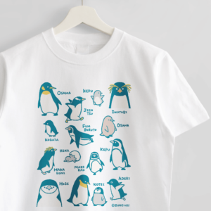 ペンギンの図鑑風イラストTシャツ