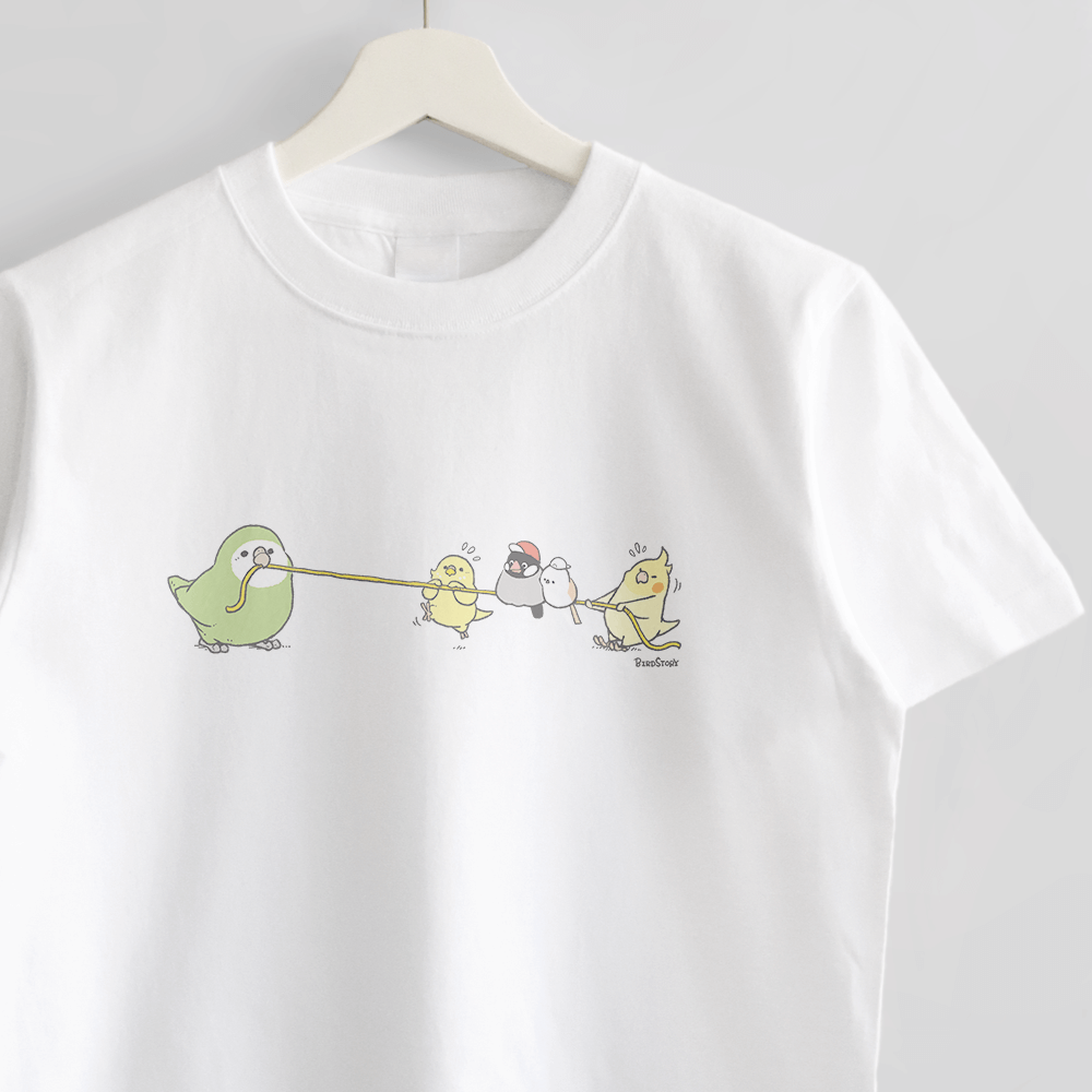 鳥さんのつなひき運動会 イラストTシャツ