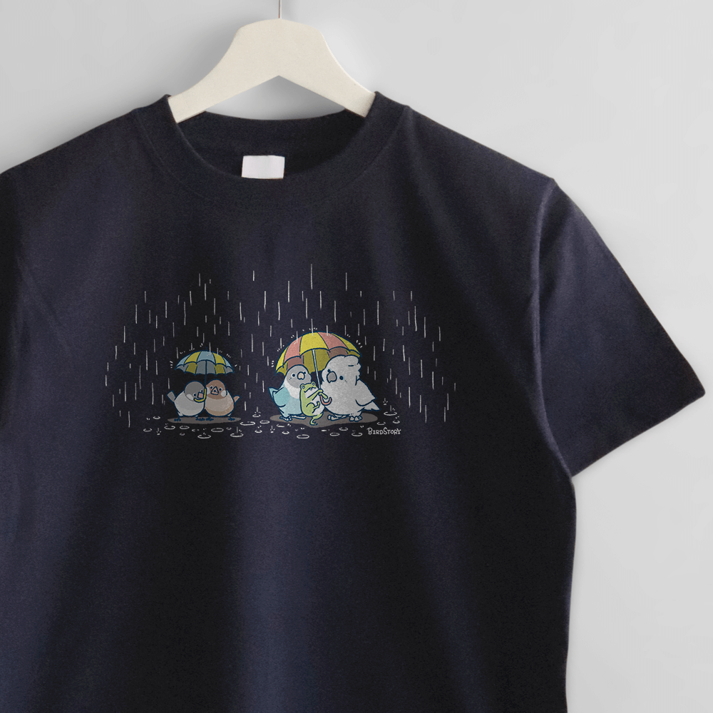梅雨の日 相合傘 イラストTシャツ