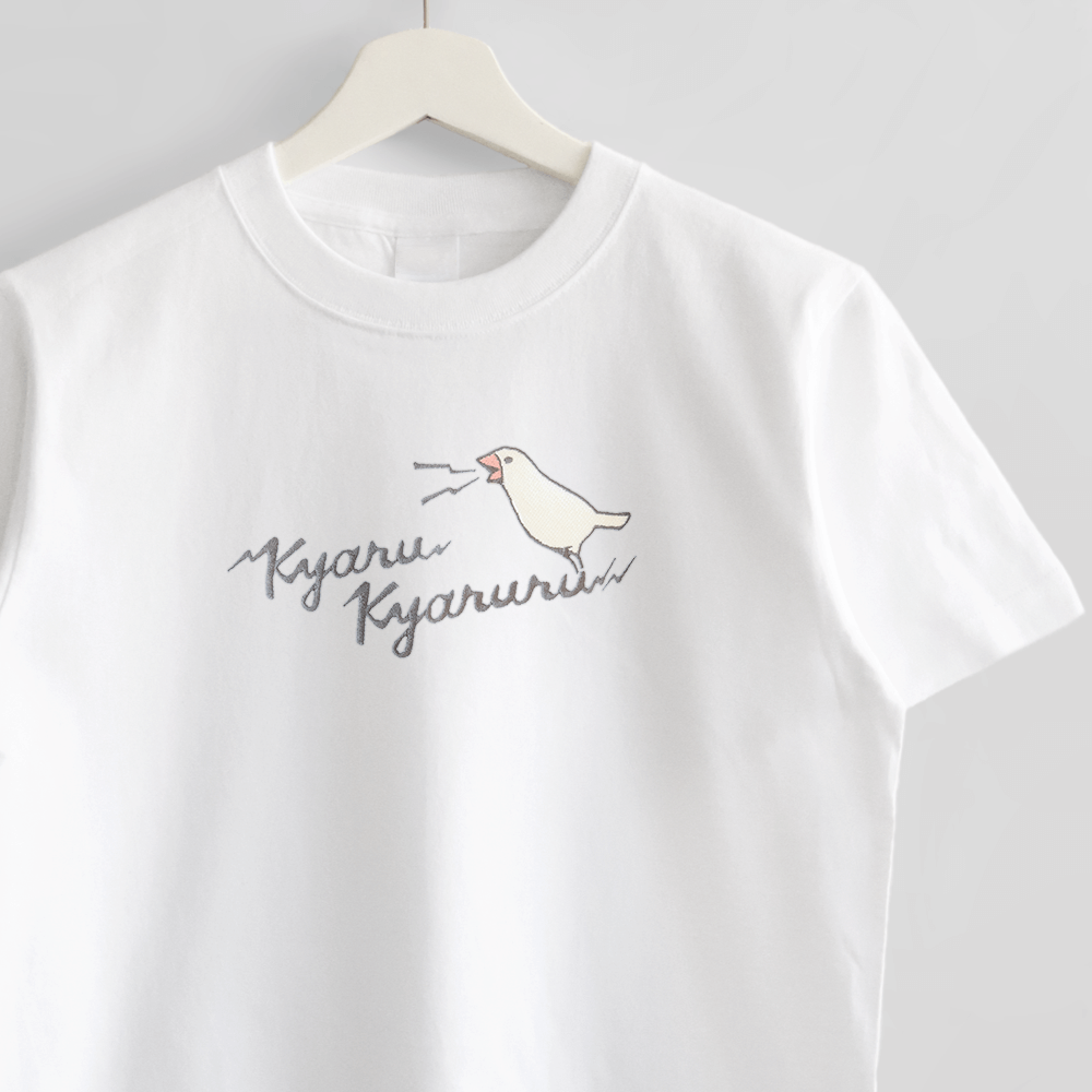 キャルキャル KYARUKYARURU 白文鳥刺繍Tシャツ