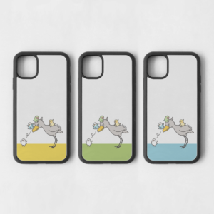 iPhoneケース スマホカバー ハシビロコウの滑り台で遊ぶコザクラインコやブンチョウたち