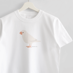Tシャツ シンプル文鳥デザイン 白ブンチョウ