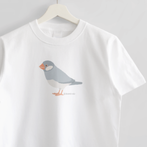 Tシャツ シンプル文鳥デザイン シルバーブンチョウ