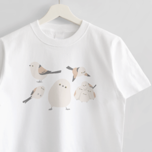 Tシャツ シンプルデザイン シマエナガのイラスト