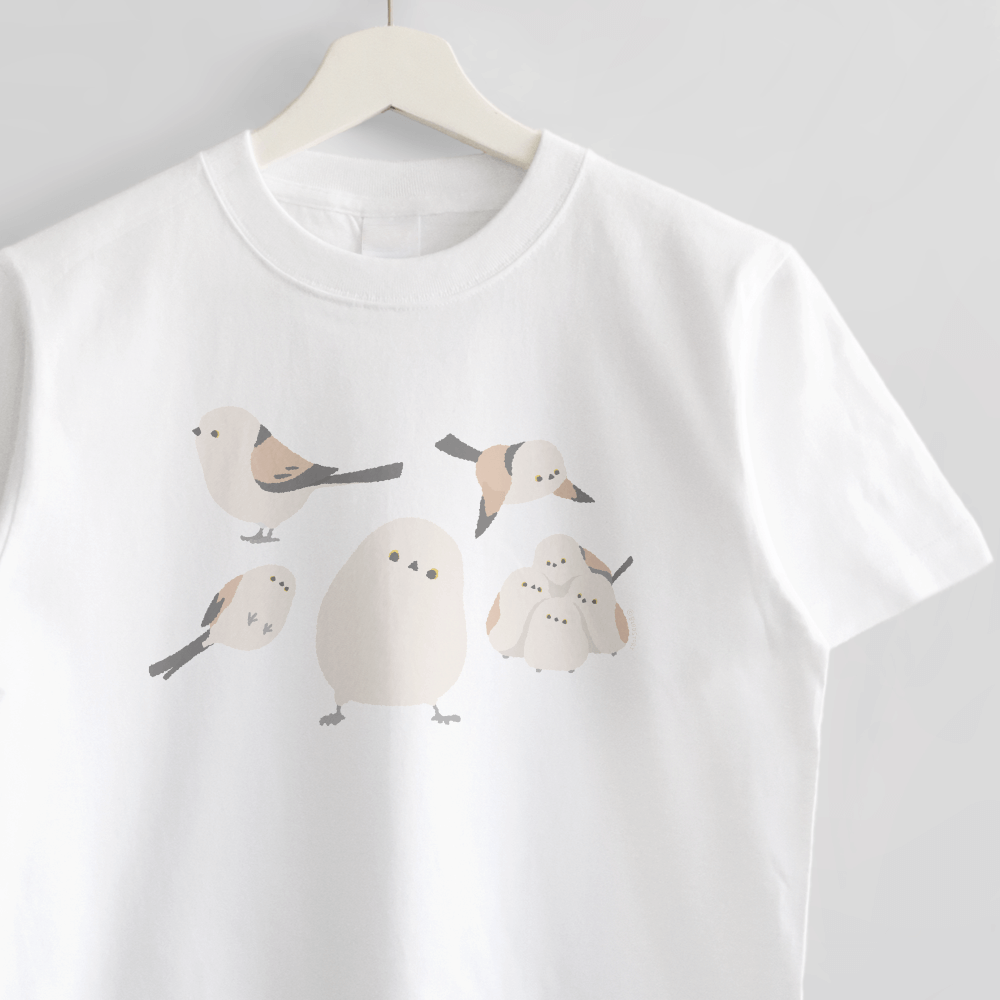 Tシャツ シンプルデザイン シマエナガのイラスト