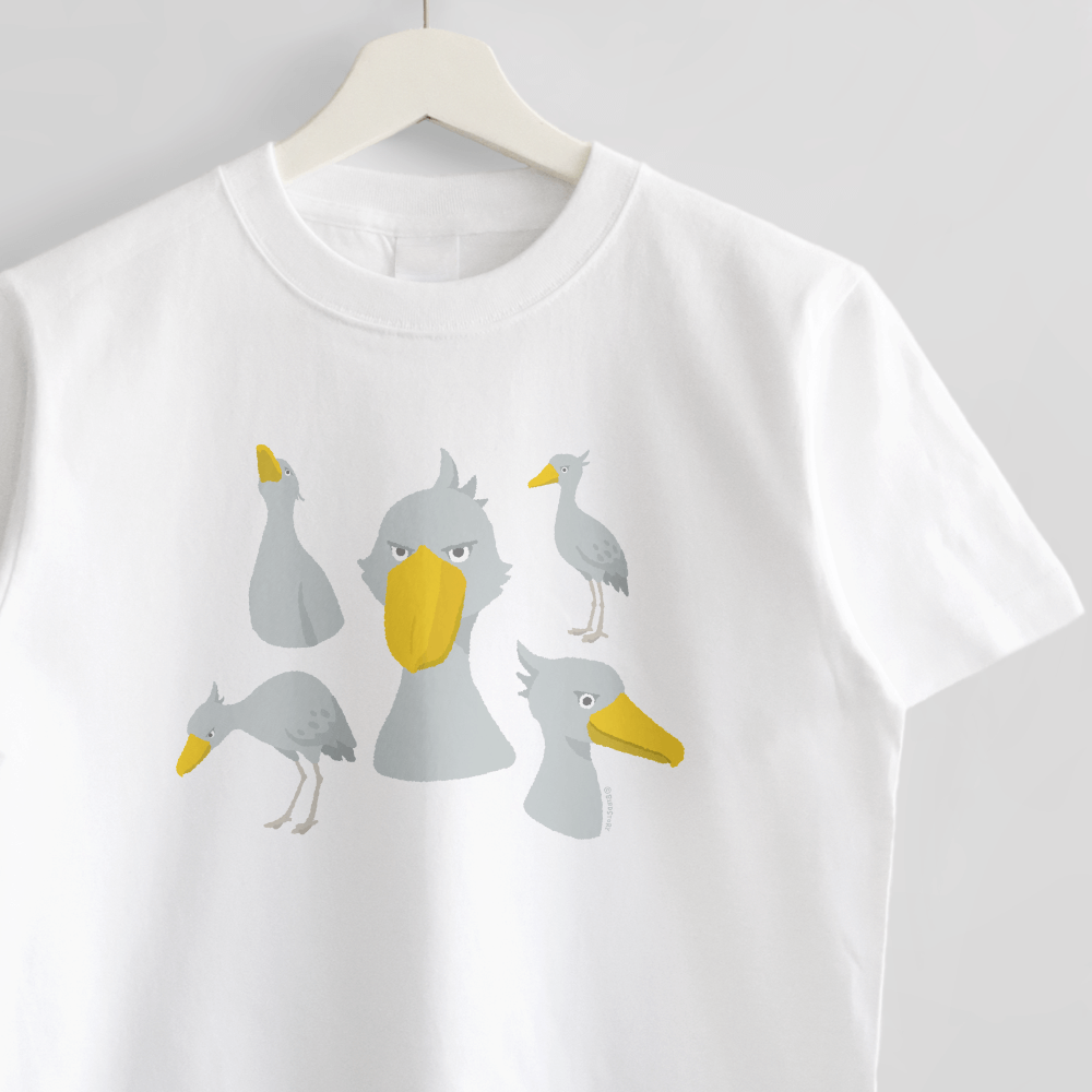 Tシャツ シンプルデザイン ハシビロコウのイラスト