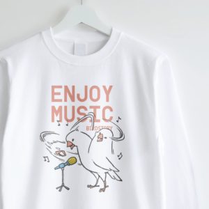 長袖Tシャツ ENJOY MUSIC ボーカリストの白文鳥