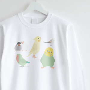 長袖Tシャツ Simple シンプルなイラスト いろいろな鳥さん