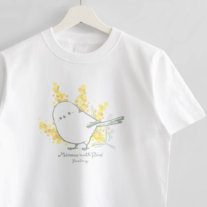 Tシャツ Mimosa with Bird シマエナガとミモザ