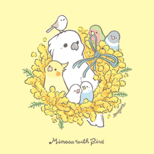 ミモザと鳥さんたち Mimosa with Bird