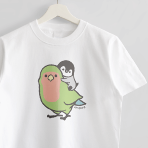 Tシャツ 小さくなった鳥さんプチバード コザクラインコとペンギン