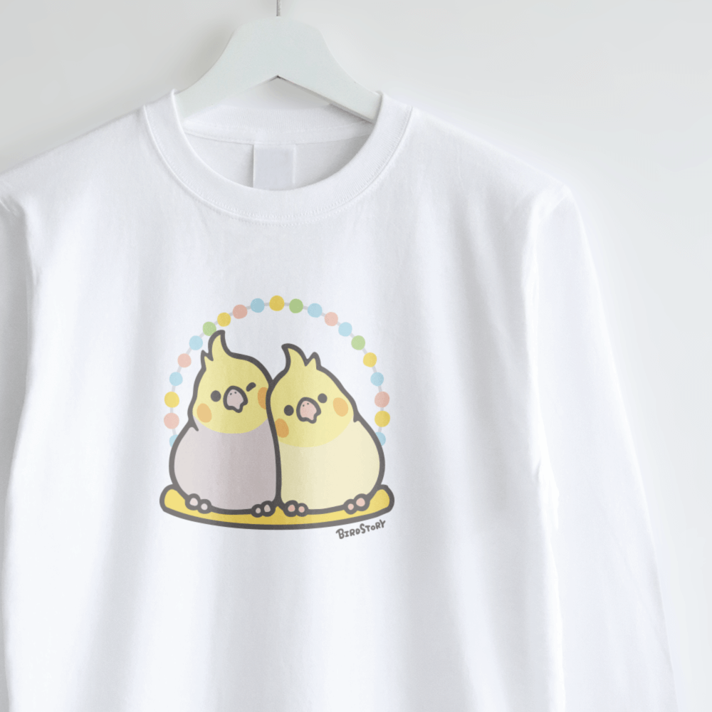 長袖Tシャツ 仲良しブランコ もふもふオカメインコ