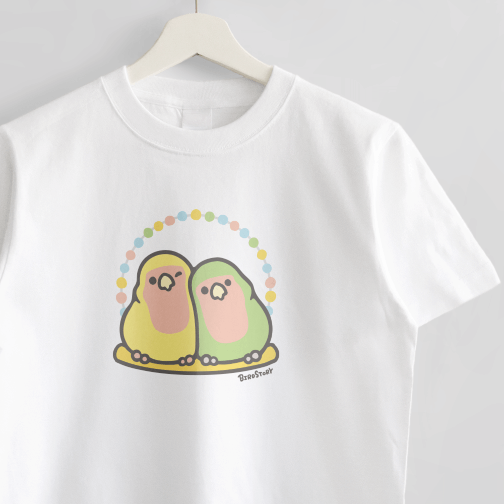 Tシャツ なかよしブランコ つがいのコザクラインコ