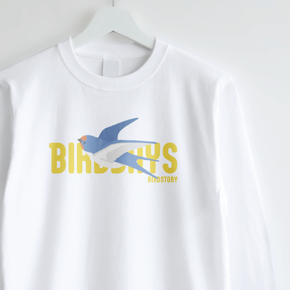 長袖Tシャツ 愛鳥週間 ツバメ swallow 野鳥デザイン