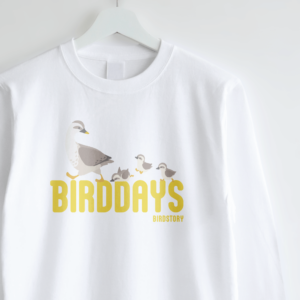 長袖Tシャツ 愛鳥週間 カルガモ Spot-billed Duck 野鳥デザイン