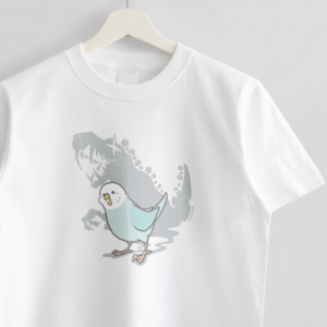 Tシャツ 鳥と恐竜 EVOLUTION セキセイインコ青