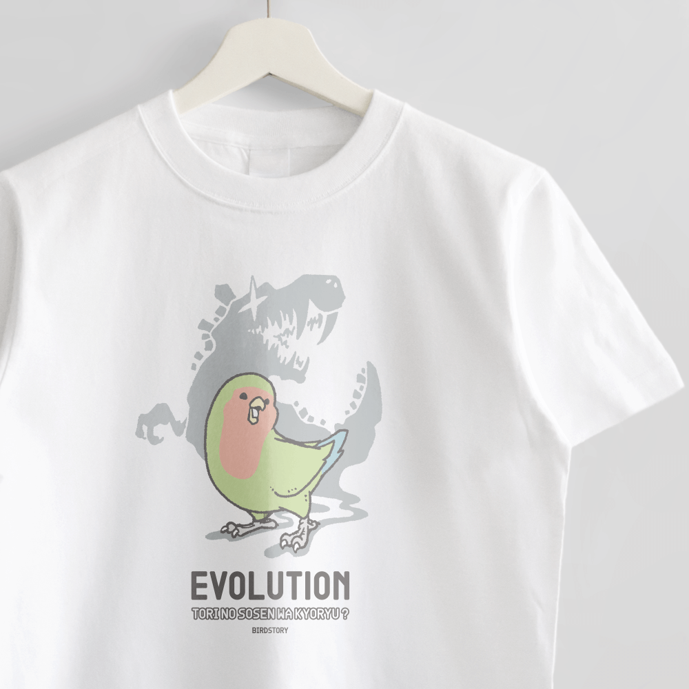 Tシャツ 鳥と恐竜 EVOLUTION コザクラインコ ノーマル