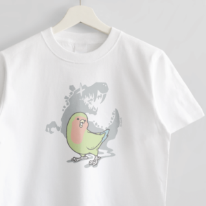 Tシャツ 鳥と恐竜 EVOLUTION コザクラインコ緑