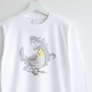 長袖Tシャツ 鳥の祖先の恐竜シリーズ かっこいいオカメインコ