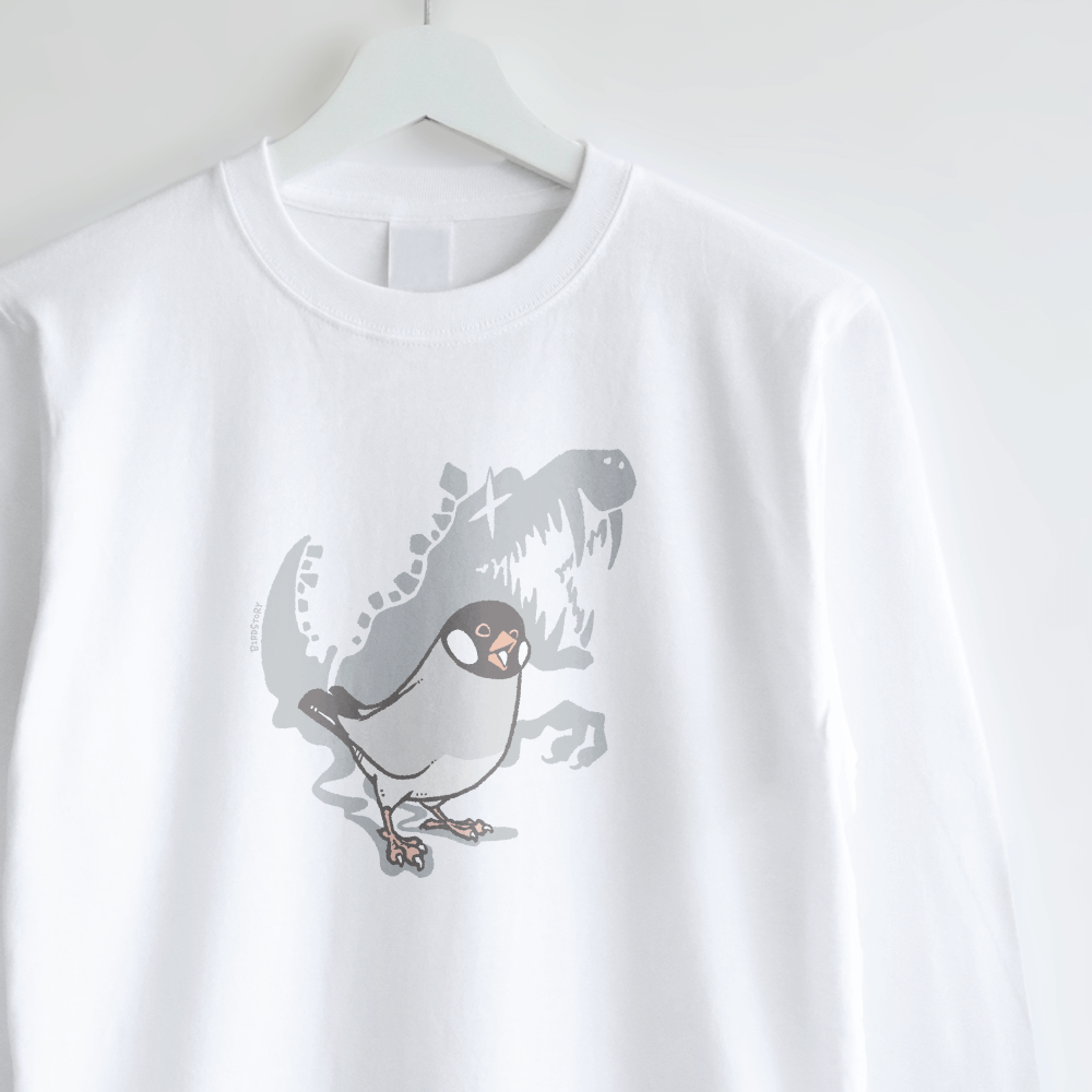 長袖Tシャツ 鳥の祖先の恐竜シリーズ 桜ブンチョウ