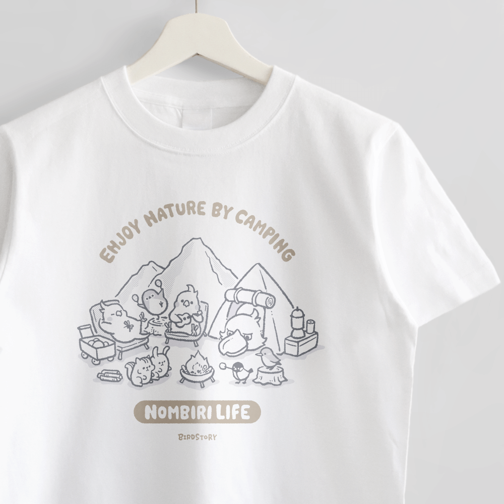 Tシャツ NOMBIRI LIFE CAMPING のんびりライフキャンプ編 オカメインコ