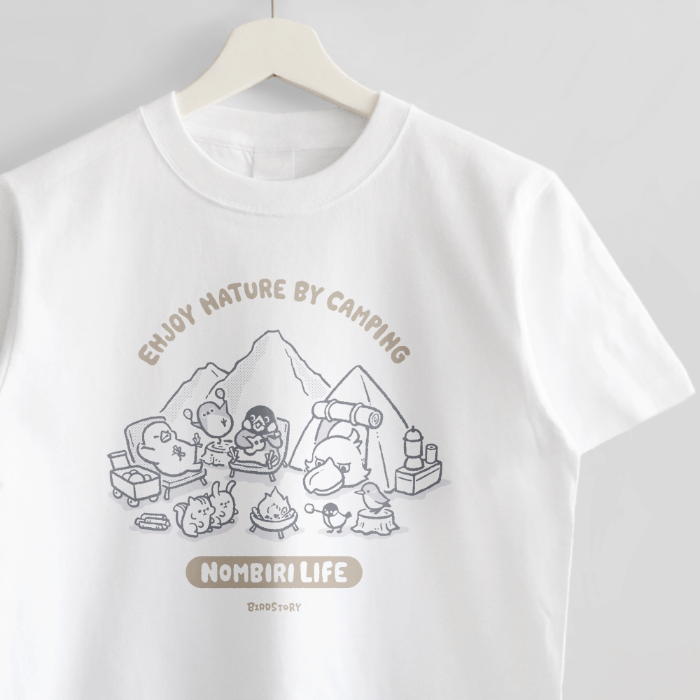 Tシャツ NOMBIRI LIFE CAMPING のんびりライフキャンプ編 文鳥