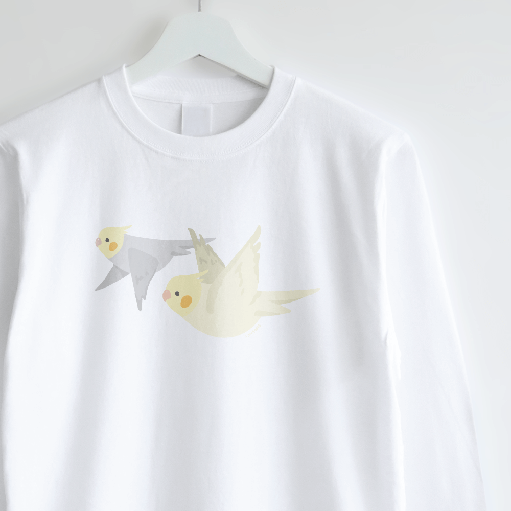 長袖Tシャツ FLYING BIRD 空を飛ぶオカメインコ