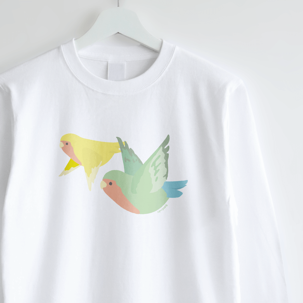 長袖Tシャツ FLYING BIRD 空を飛ぶコザクラインコ