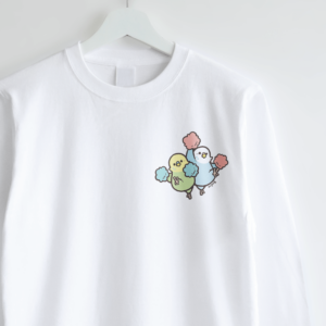 長袖Tシャツ コンパニオンバードチアリーダーズ 応援するセキセイインコ