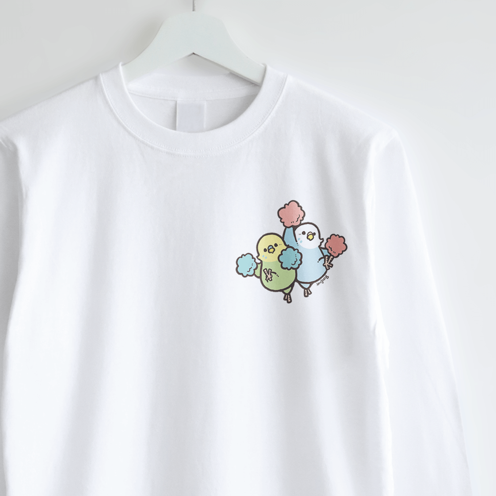 長袖Tシャツ コンパニオンバードチアリーダーズ 応援するセキセイインコ