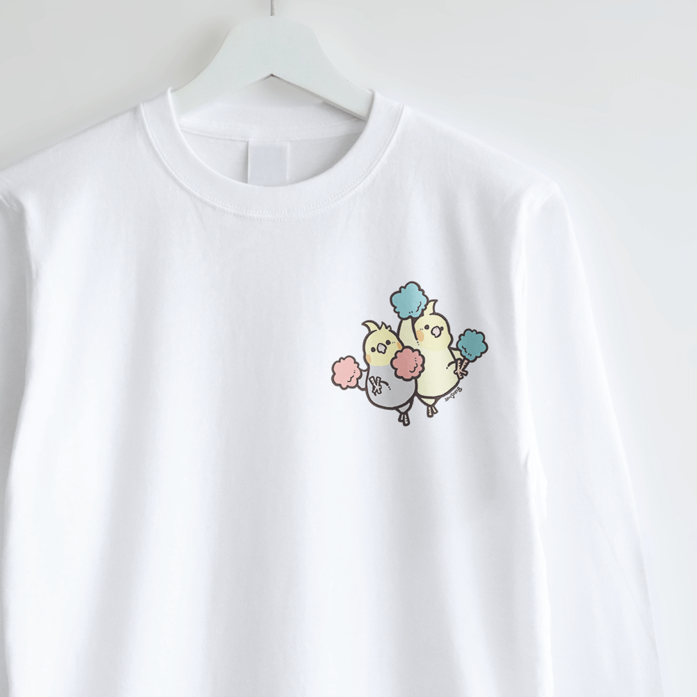 長袖Tシャツ コンパニオンバードチアリーダーズ 応援するオカメインコ