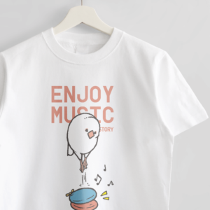 Tシャツ 文鳥の日 ENJOY MUSIC カスタネット白文鳥