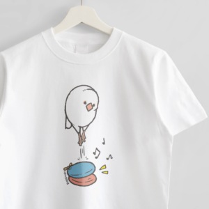 Tシャツ 文鳥の日 ENJOY MUSIC カスタネット白文鳥