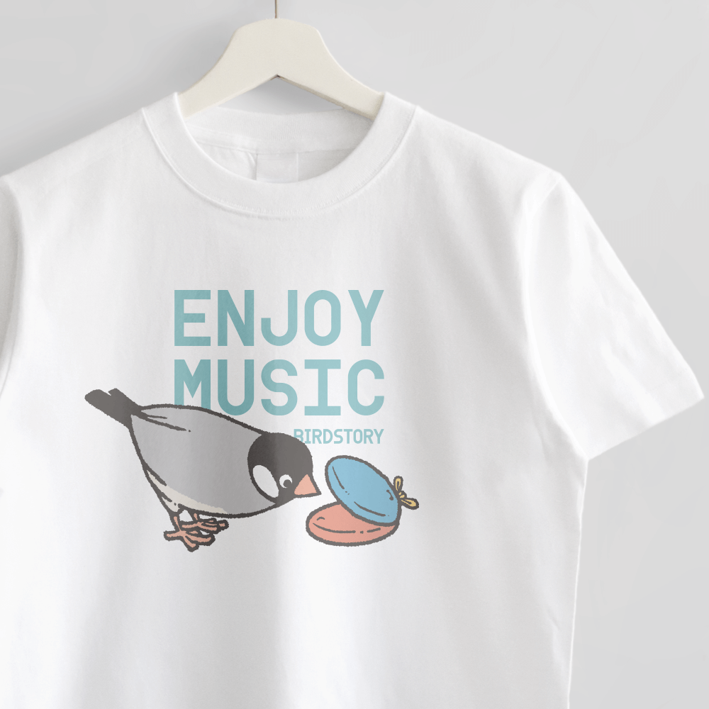 Tシャツ 文鳥の日 ENJOY MUSIC カスタネット桜文鳥