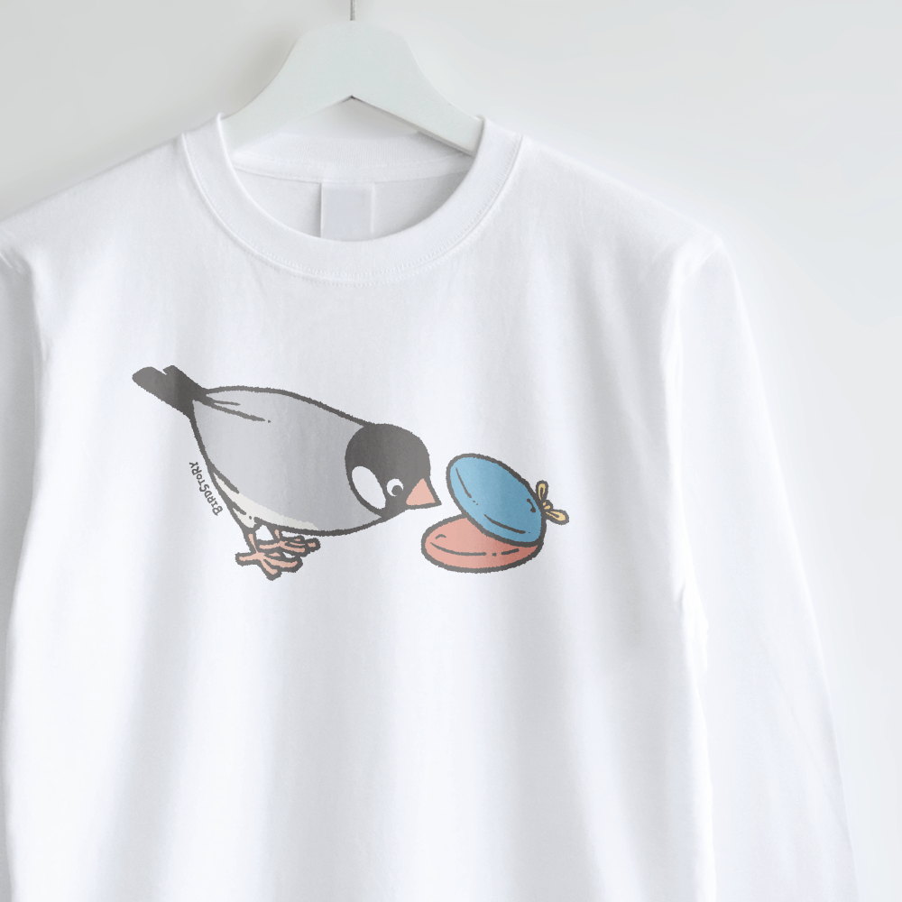 長袖Tシャツ 文鳥の日 エンジョイミュージック カスタネット担当桜文鳥