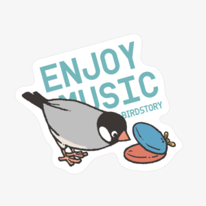 ステッカー シール ENJOY MUSIC カスタネットと桜文鳥