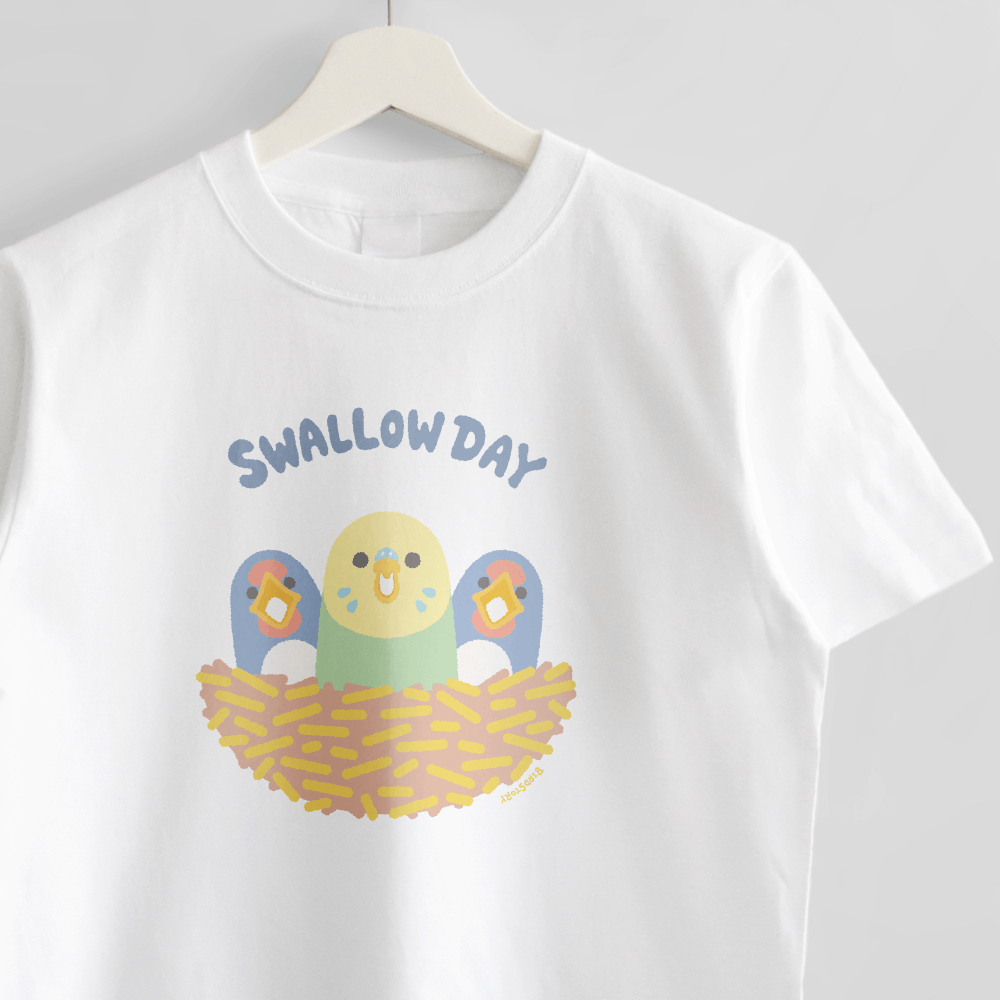 Tシャツ つばめごっこ ツバメに混ざるセキセイインコ