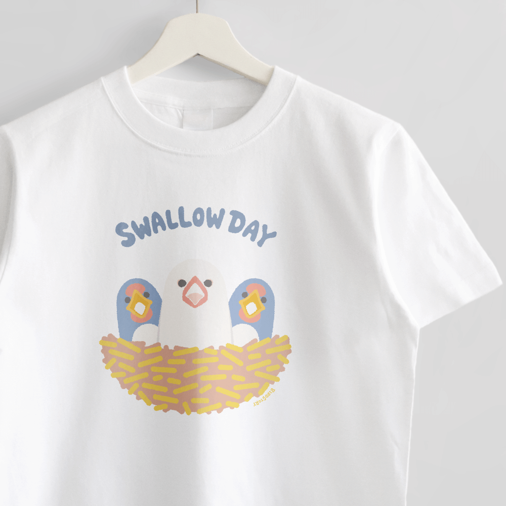 Tシャツ つばめごっこ ツバメに混ざる文鳥